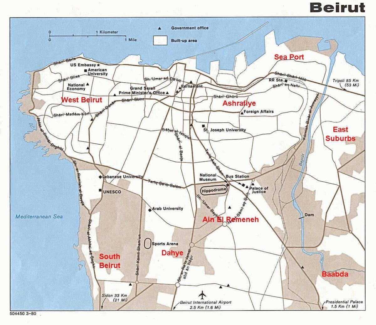 mapa Bejrut, Liban