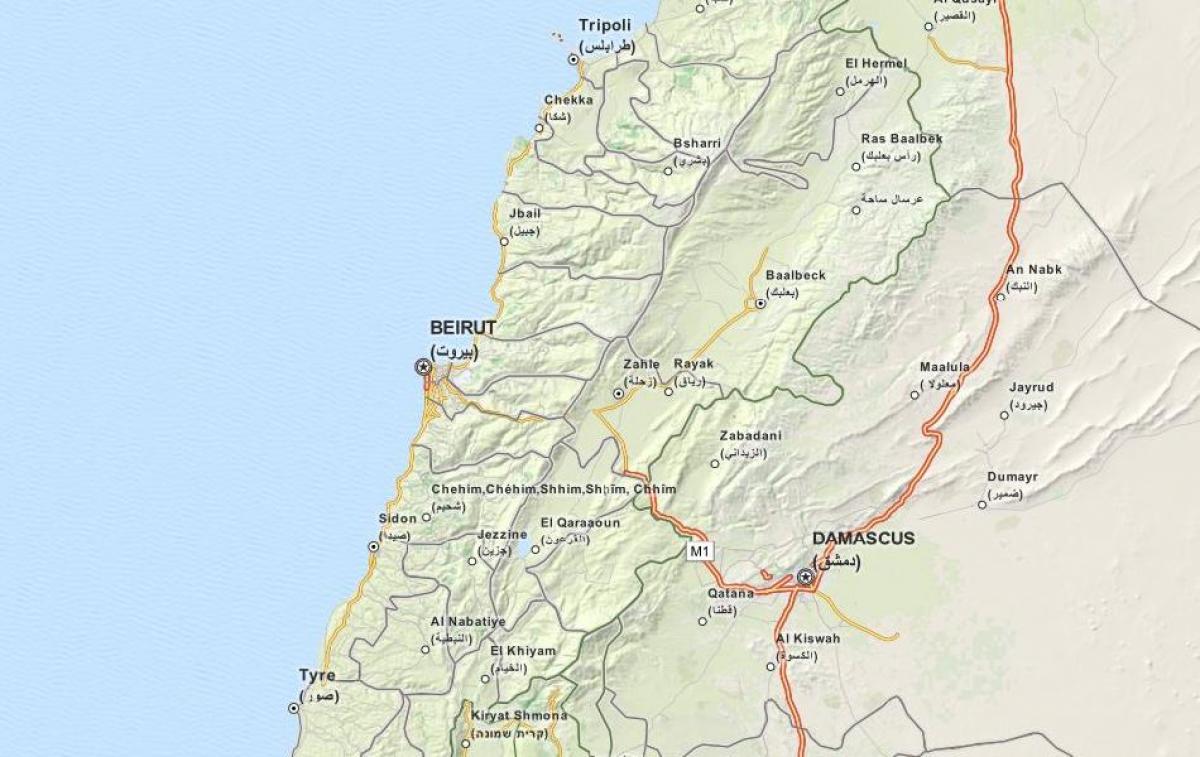 mapa GPS mapa Libanu