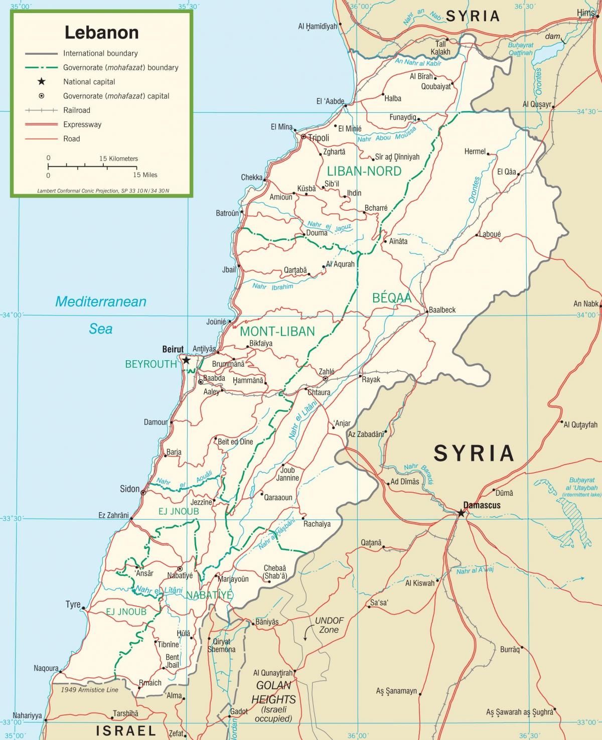 Liban drogach mapie