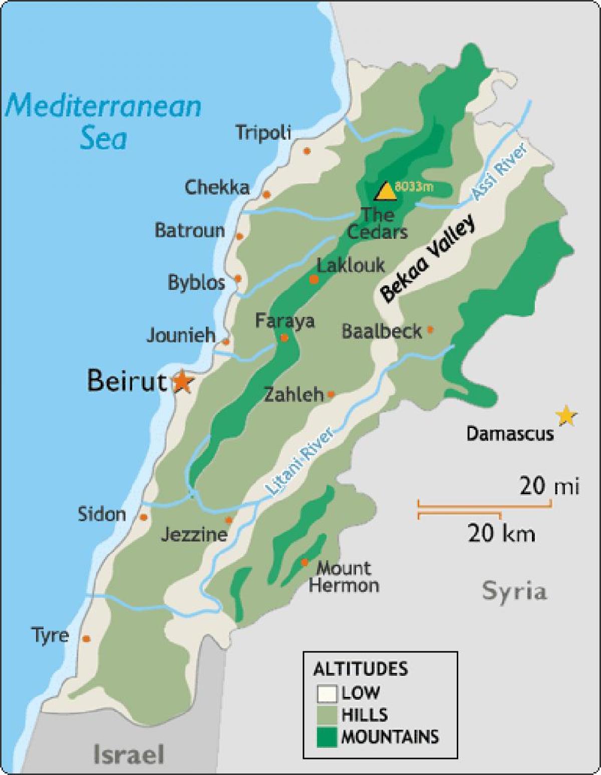 mapa Libanu klimatu
