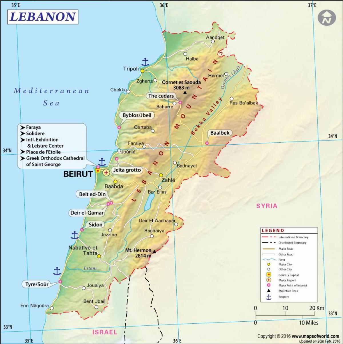 mapa starożytnego Libanu