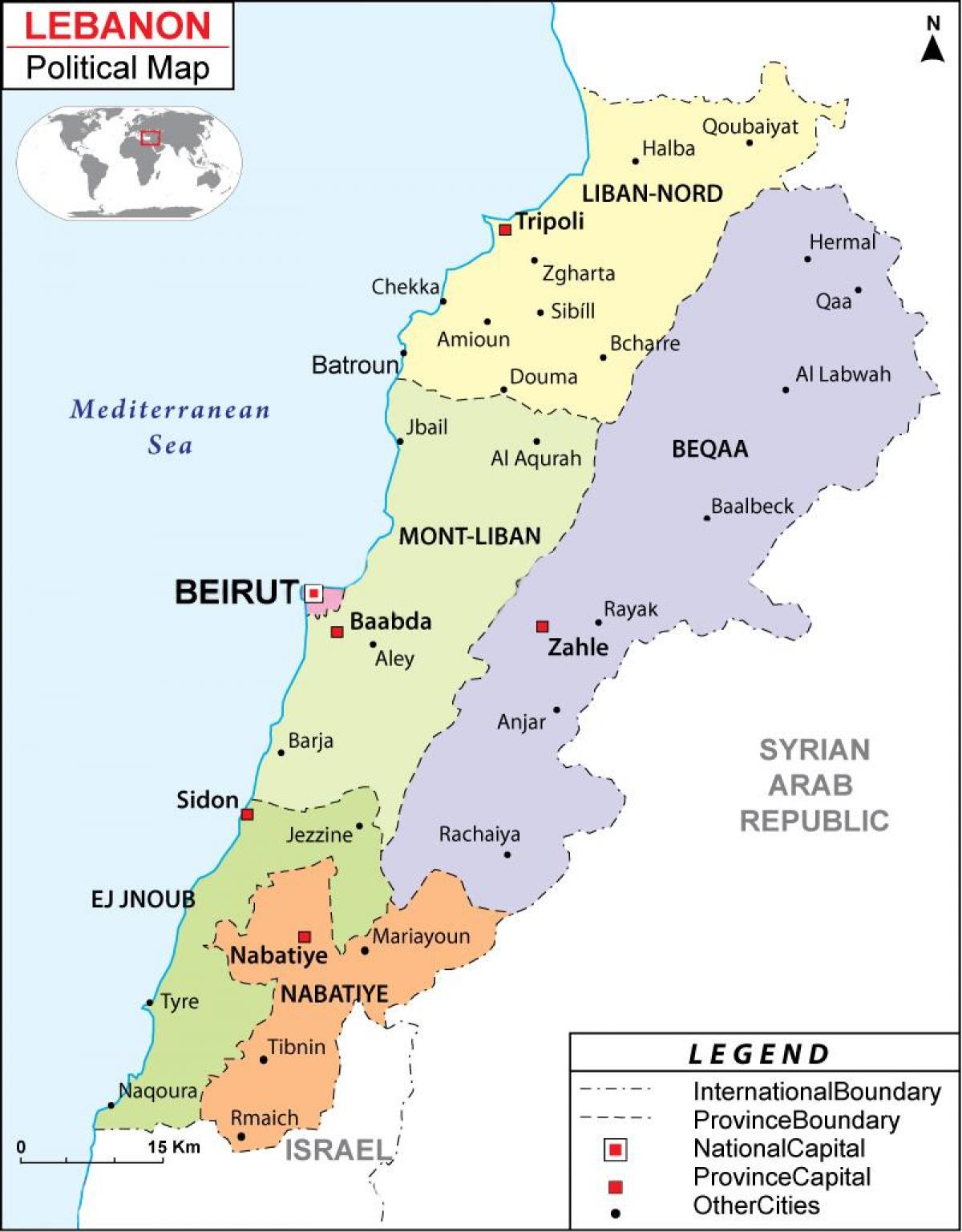 mapa Libanu politycznych